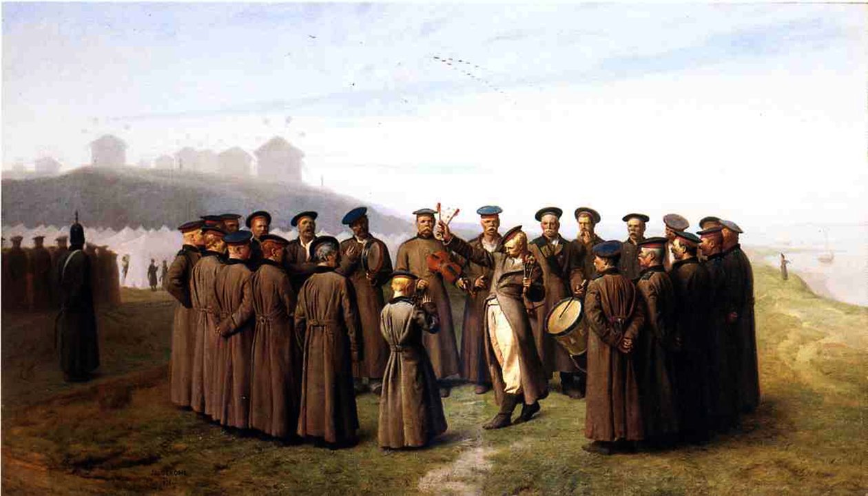 Rosyjscy żołnierze odpoczywają, 1855 autorstwa Jean Leon Gerome