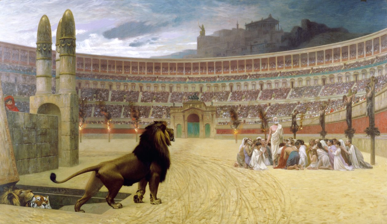 Ostatnia modlitwa chrześcijańskiego męczennika, 1863-83 autorstwa Jean Leon Gerome