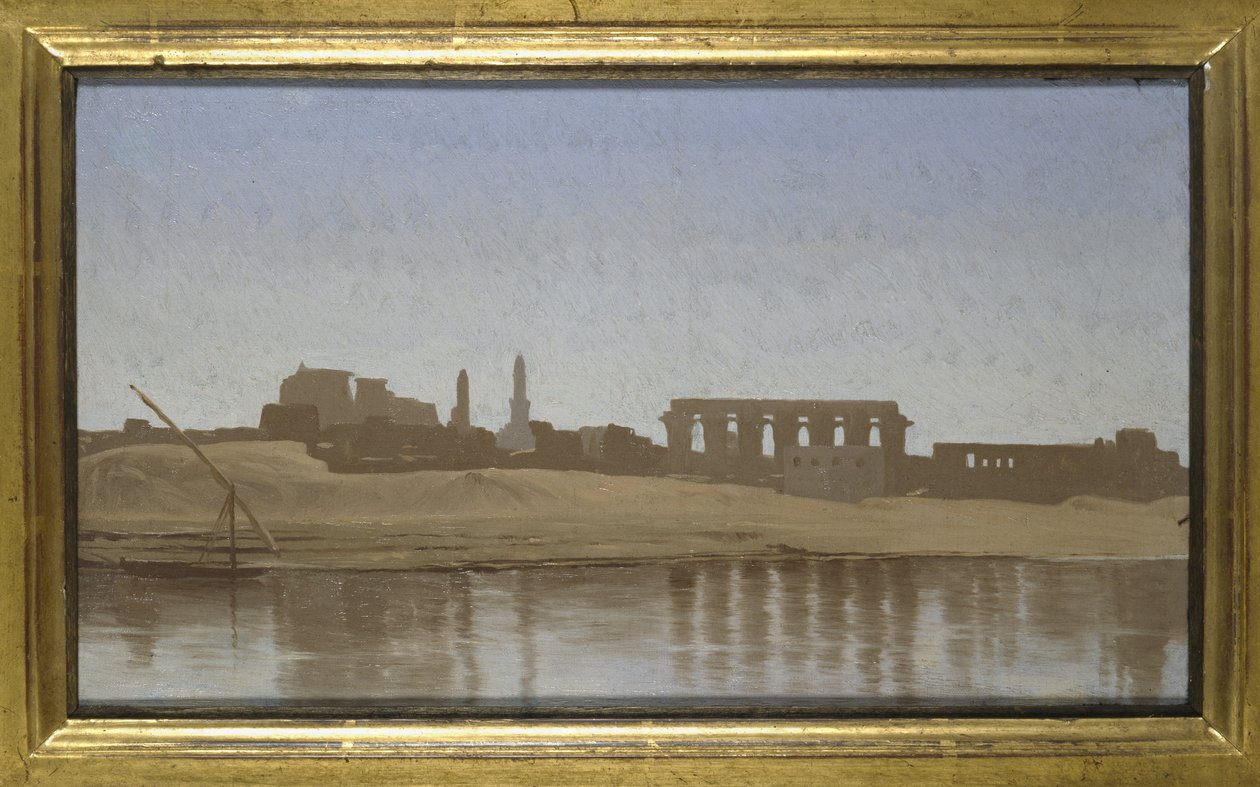 Widok na Nil w Luksorze, 1857 (olej na płótnie ułożony na płycie) autorstwa Jean Leon Gerome