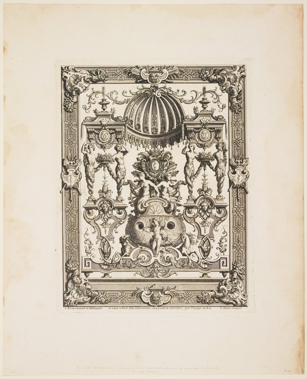 Panel dekoracyjny nr 190: Armes de Colbert, z Panneaux, ok. 1670-1680 autorstwa Jean Lepautre