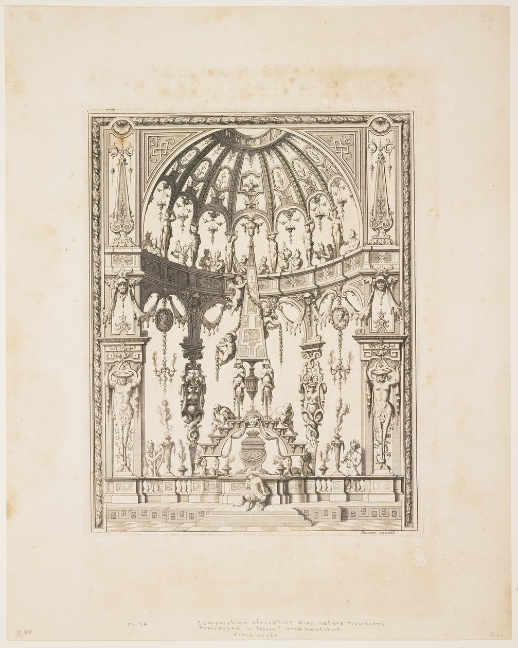 Satyro laidotuvės iš dekoratyvinių plokščių dizaino serijos, 1670-80 poli autorstwa Jean Lepautre