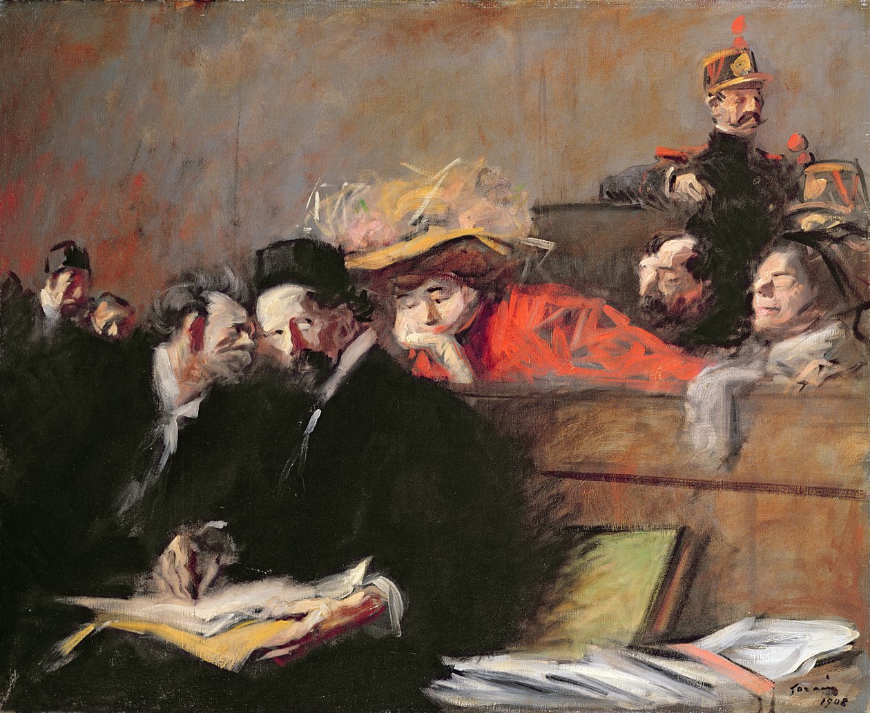 Audiencja sądowa, 1908 autorstwa Jean Louis Forain