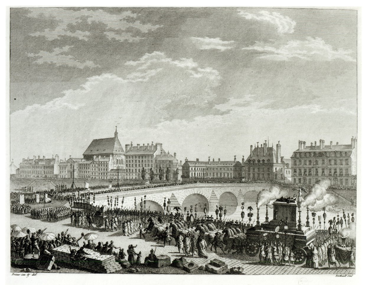Triumf Woltera, 11 lipca 1791, rytowany przez Pierre Gabriela Berthaulta (1737-1831) autorstwa Jean Louis the Younger Prieur