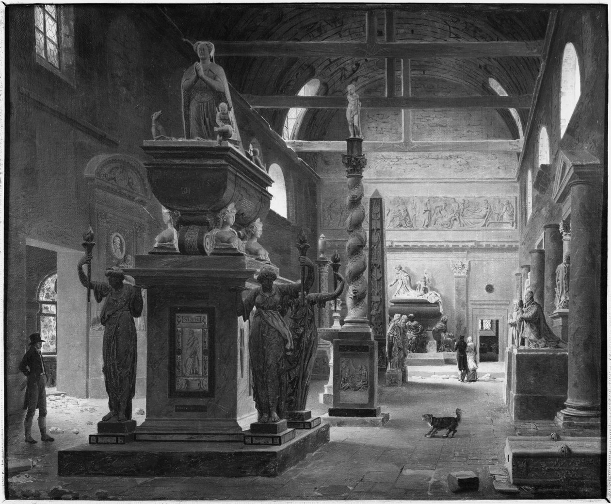 Wielka sala Musee des Monuments Francais, c.1820 autorstwa Jean Lubin Vauzelle