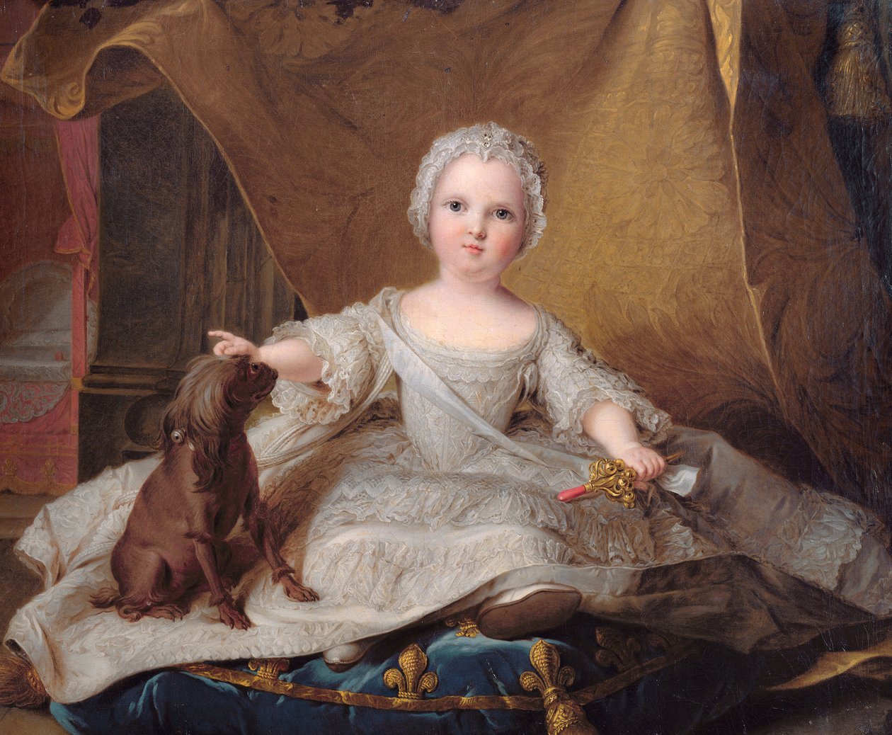 Portret Marie-Zefirine (1750-55) z Francji z psem, 1751 autorstwa Jean Marc Nattier