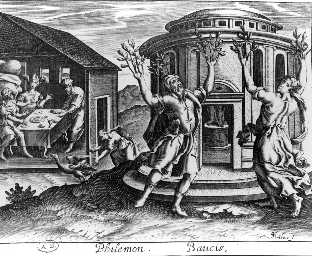 Filemon i Baucis z wydania Metamorfoz Owidiusza, wydanego w Paryżu w 1619 r., autorstwa Jean Matheus