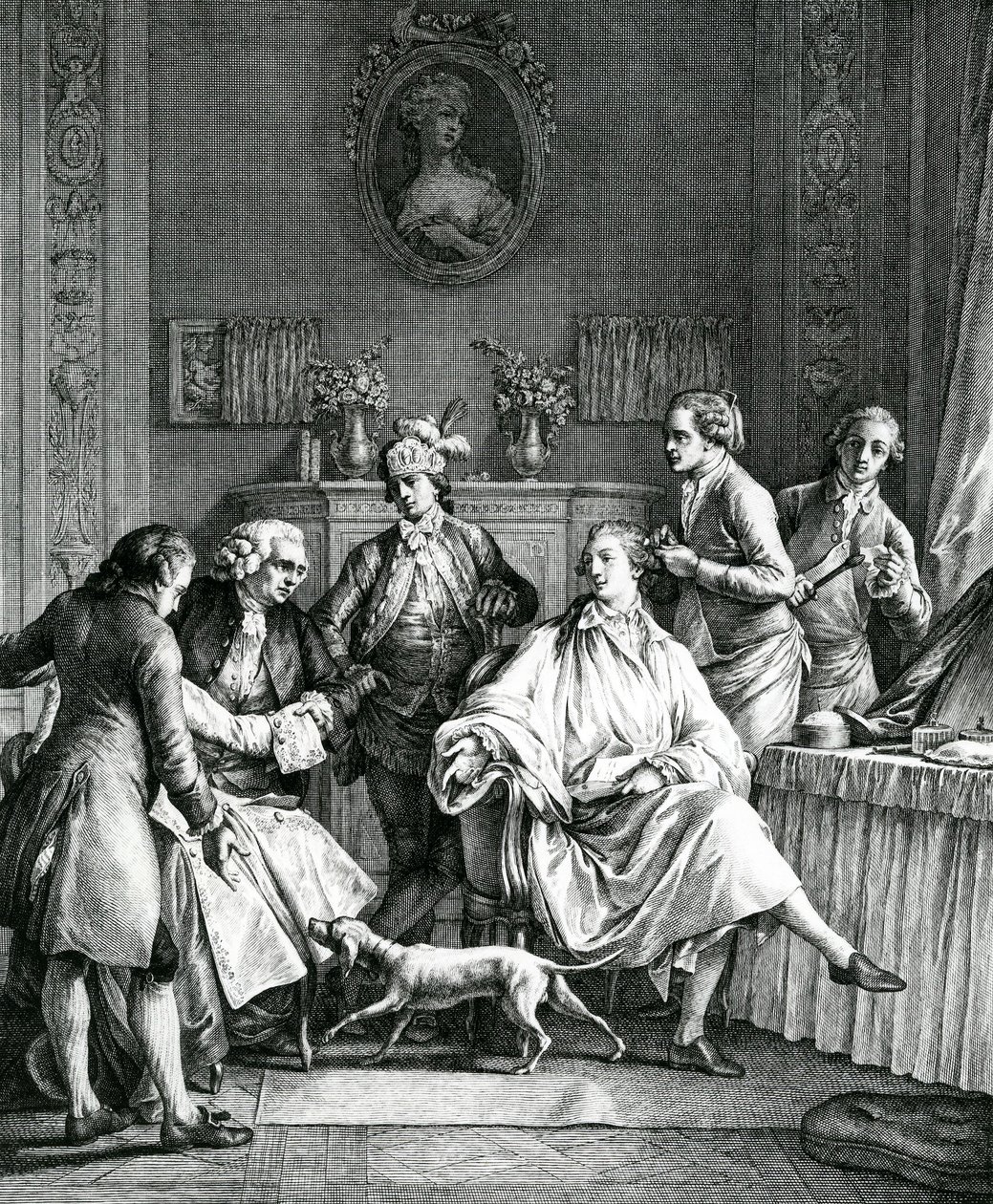 Mężczyzna ubierający się, ok. 1770 autorstwa Jean Michel the Younger Moreau