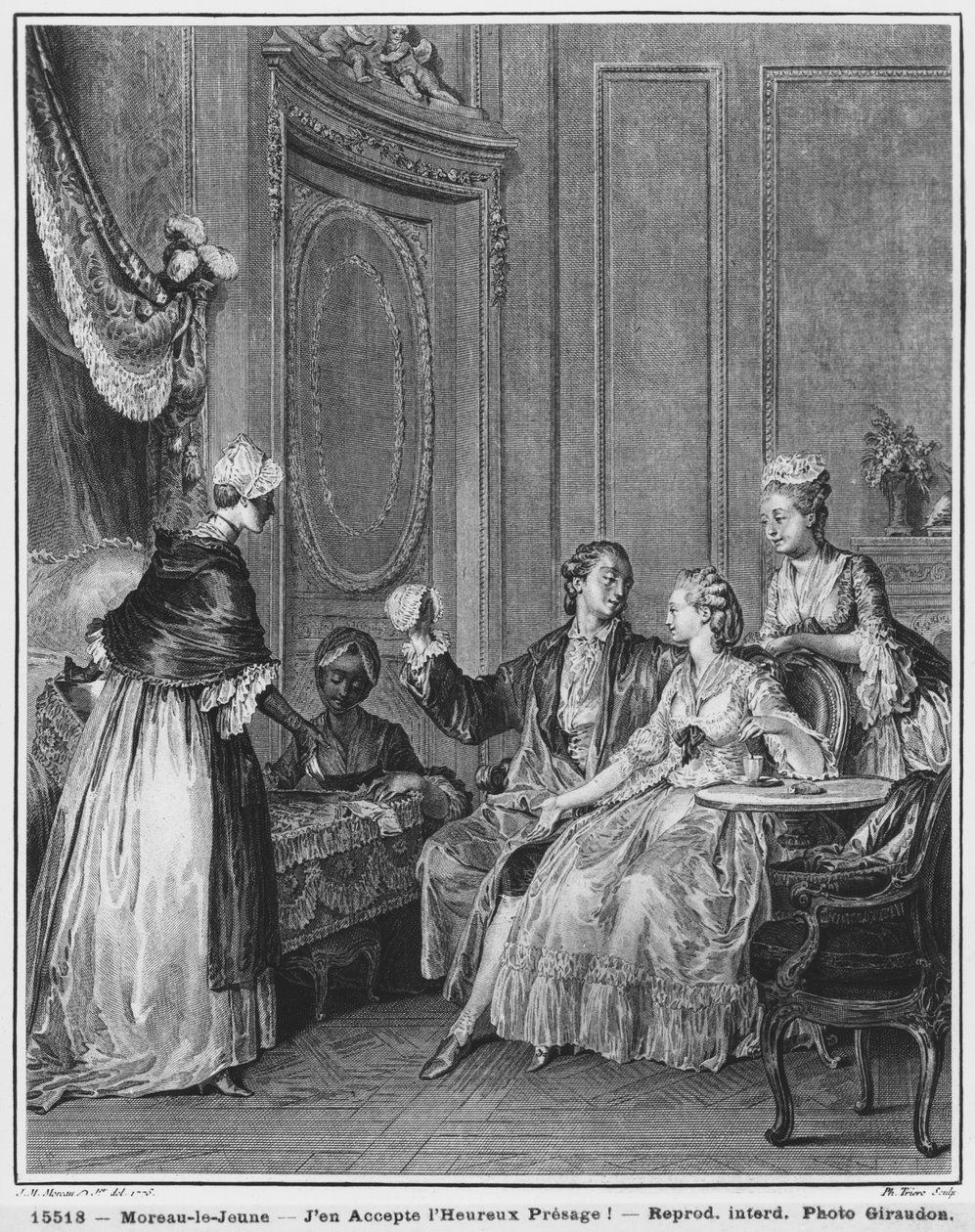 Dobry znak wyryty przez Philippe Triere (1759-1815) 1776 autorstwa Jean Michel the Younger Moreau