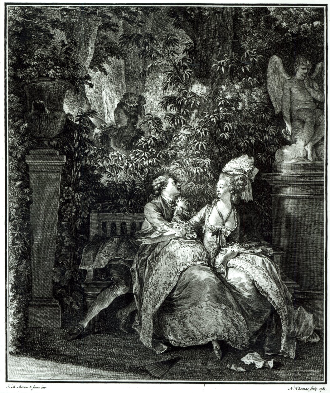 Tak czy Nie 1781, wyryte przez N. Thomas. autorstwa Jean Michel the Younger Moreau