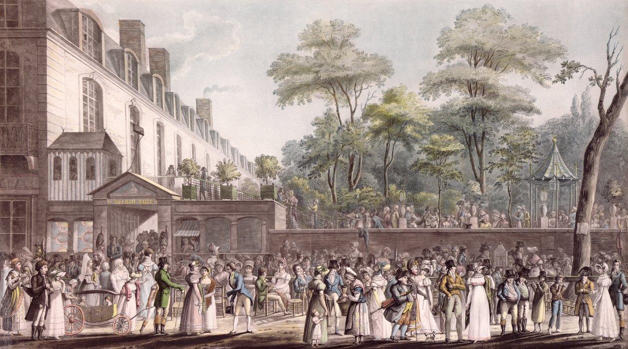 Promenada w Ogrodzie Tureckim, Boulevard du Temple, 1810 autorstwa Jean Pierre Marie Jazet