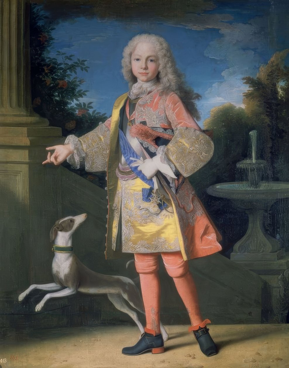 Portret Ferdynanda Burbońskiego, księcia Asturii, ok. 1930 r. 1725–35 - 144 × 116 cm - olej na płótnie - Francuski barok - przed restauracją - NP 2333. Artysta: JEAN RANC. Znany również jako: FERNANDO VI, NIÑO. Lokalizacja: MUZEO DEL PRADO-PINTURA, MADRYT, autorstwa Jean Ranc
