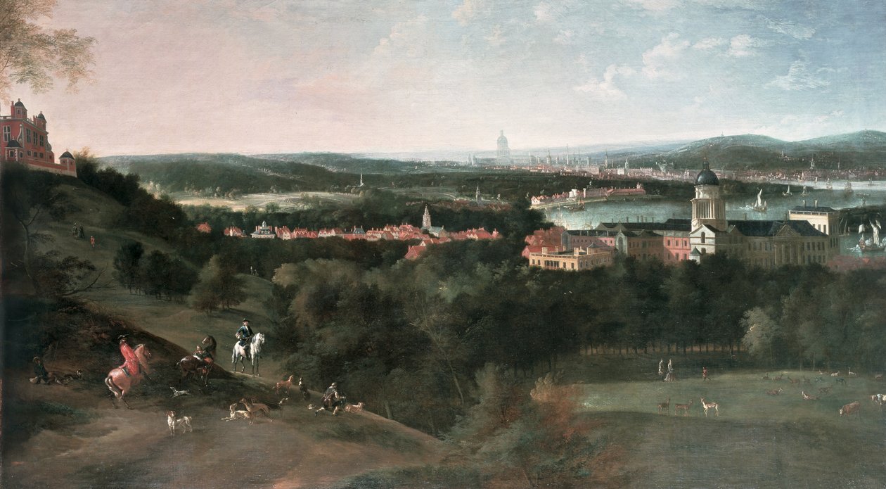 Widok na Greenwich Park w kierunku Londynu, namalowany dla Ludwika XV w Paryżu autorstwa Jean Rigaud