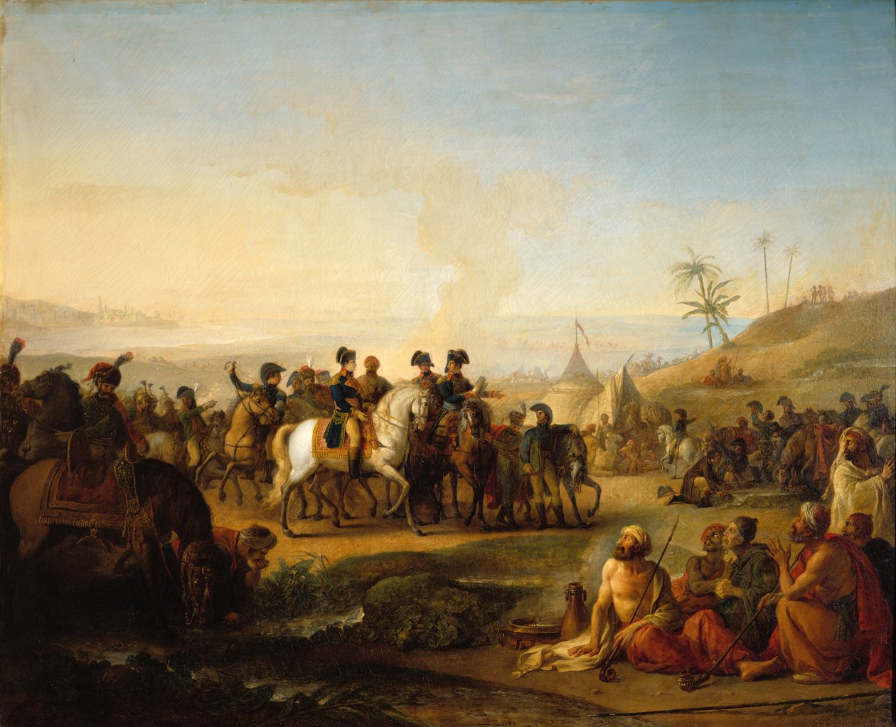 Generał Bonaparte zwiedzający fontanny Mojżesza w pobliżu Synaju, 28 grudnia 1798 r. autorstwa Jean Simon Berthelemy