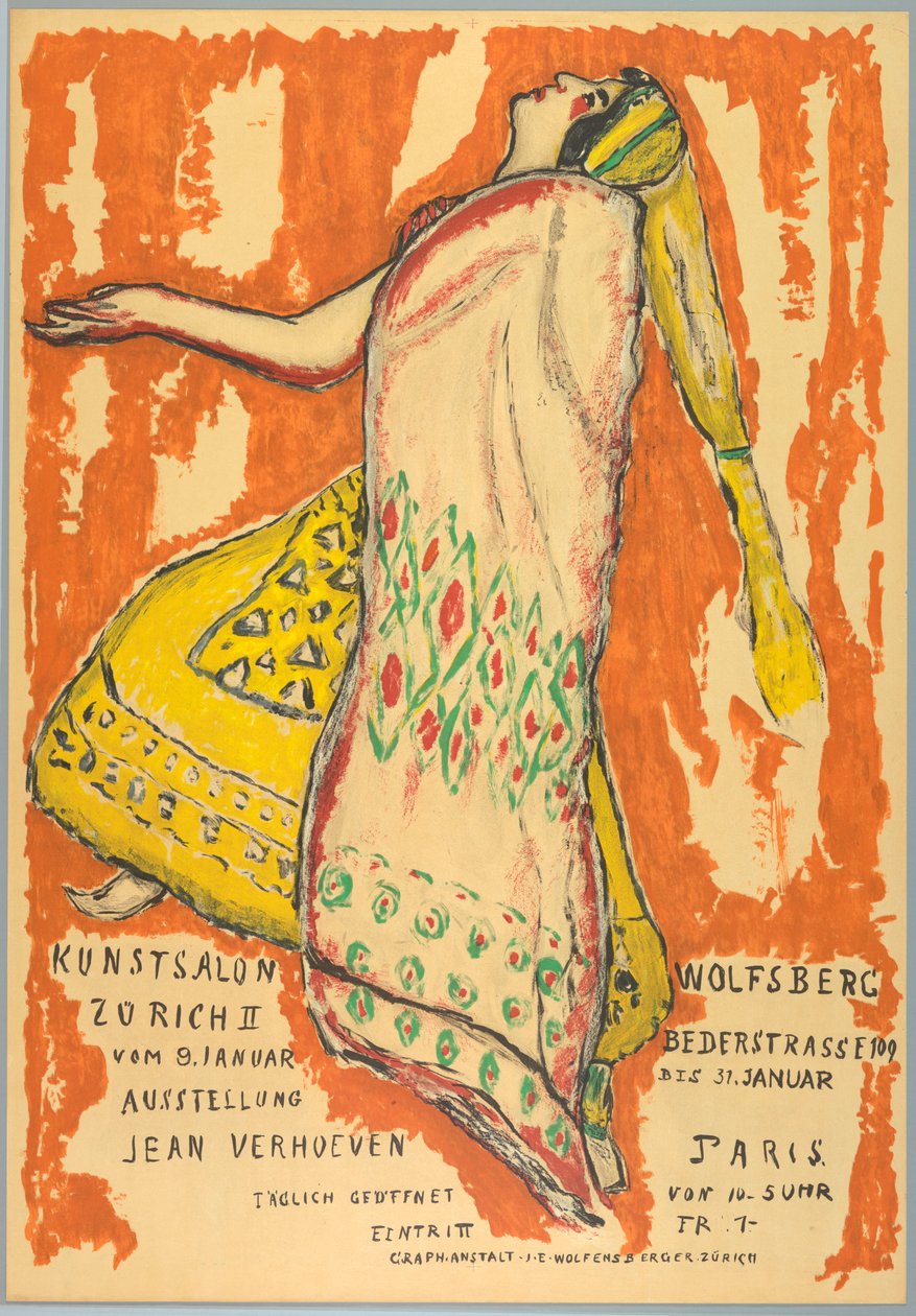 Plakat, wystawa Jean Verhoeven, Kunst Salon Wolfburg, ok.1915 autorstwa Jean Verhoeven