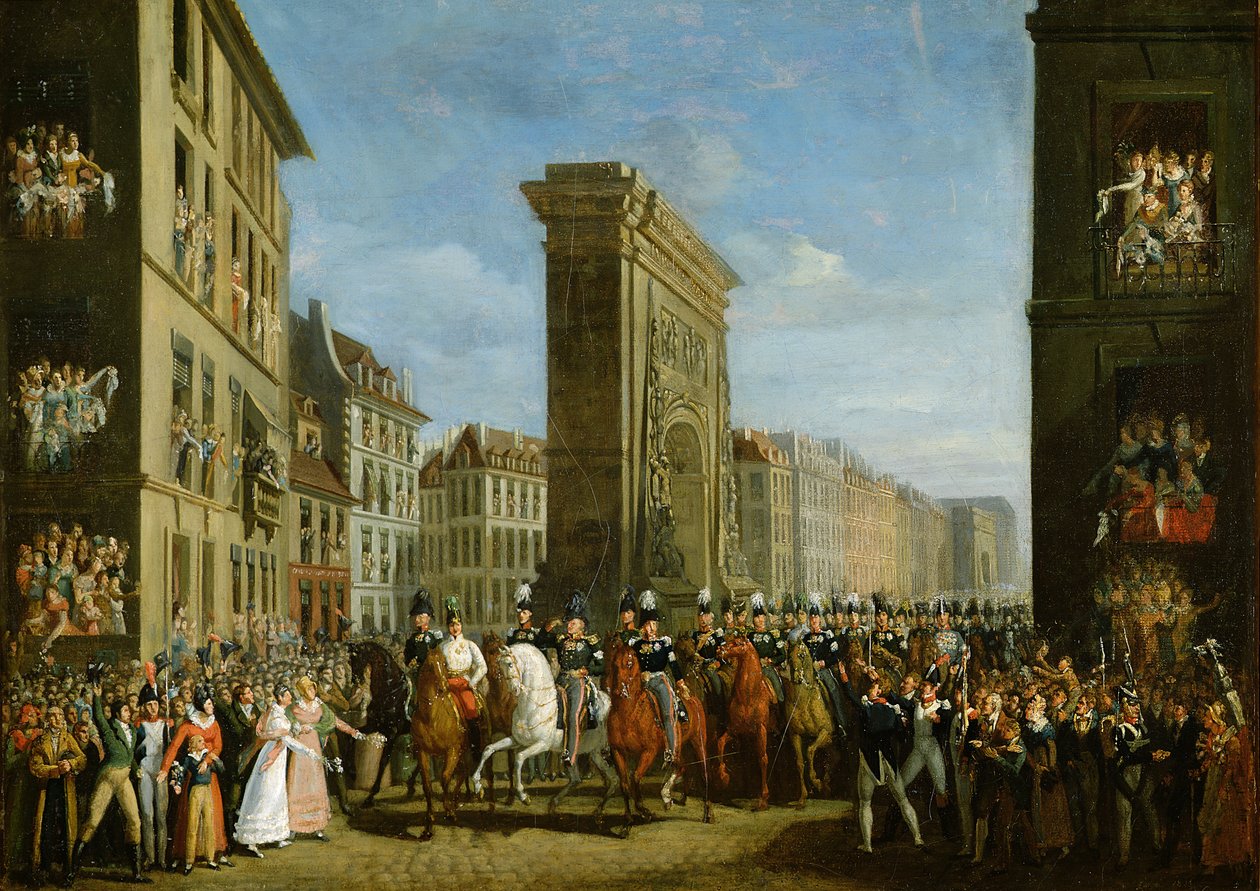 Przejście alianckich suwerenów przed Porte Saint-Denis, 31 marca 1814 r. autorstwa Jean Zippel