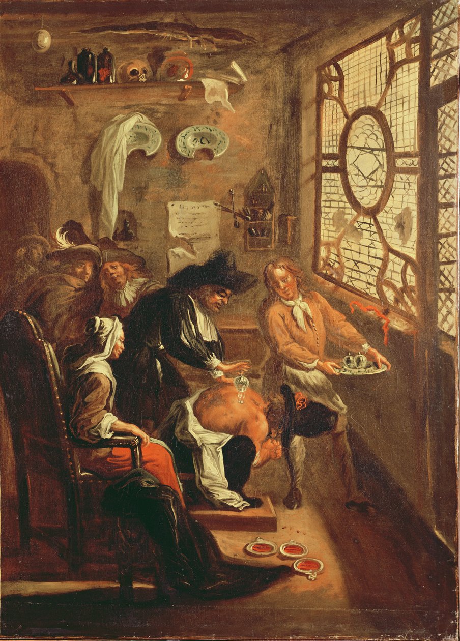 Ragotin traktowany bańką, z „Roman Comique” Paula Scarrona (1610-60) 1712-16 autorstwa Jean de Coulom