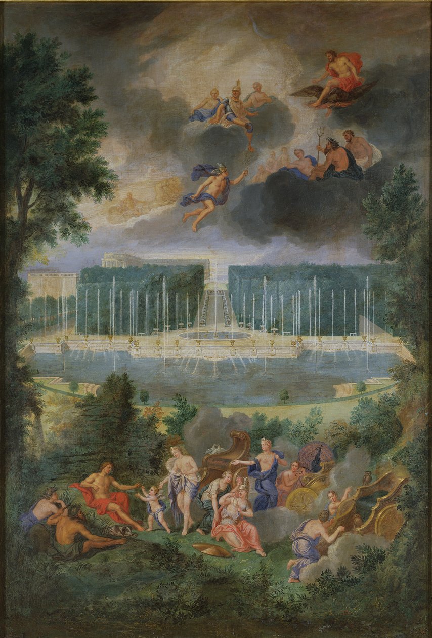 Gaje Wersalskie. Widok na basen Neptuna i chodnik z Sądem Paryża? autorstwa Jean the Younger Cotelle
