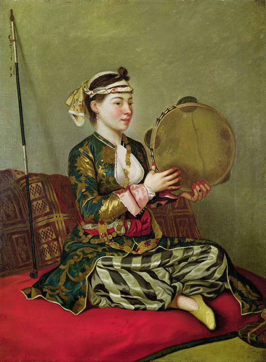 Turecka kobieta z tamburynem autorstwa Jean Étienne Liotard