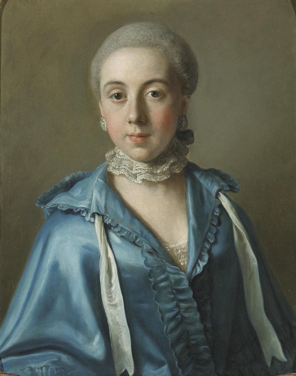 Portret damy w niebieskiej sukience i koronkowym kołnierzu autorstwa Jean Étienne Liotard