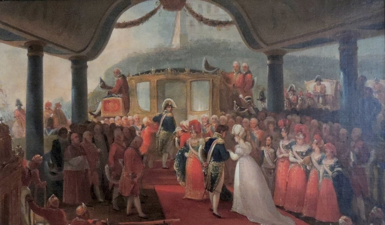 Badanie dotyczące przyjazdu D. Leopoldina do Brazylii autorstwa Jean Baptiste Debret