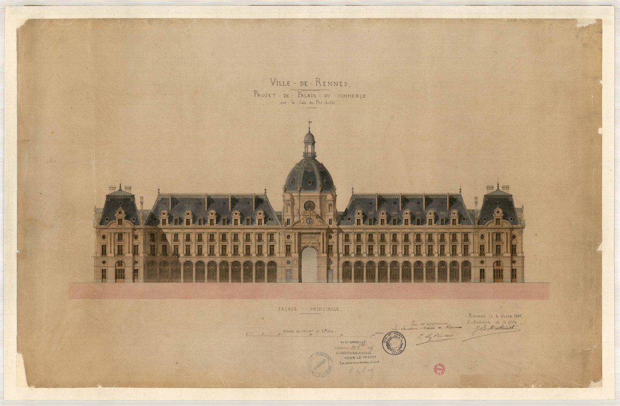 Projekt Rennes Palais du Commerce autorstwa Jean Baptiste Martenot