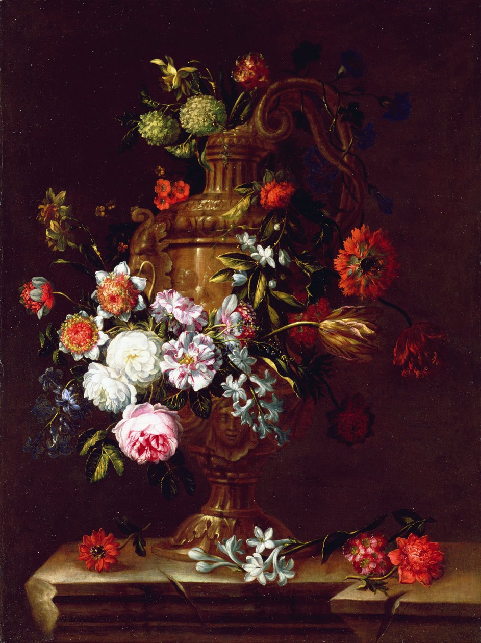 Martwa natura z kwiatami w urnie, XVII wiek autorstwa Jean Baptiste Monnoyer