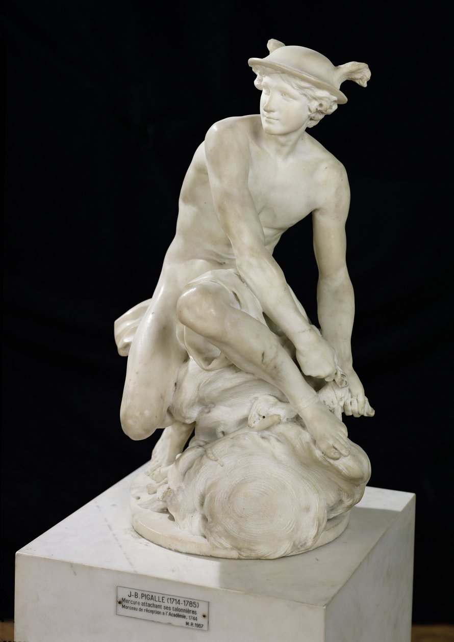 Merkury przywdziewający sandały ze skrzydłami, 1744 (marmur) autorstwa Jean Baptiste Pigalle