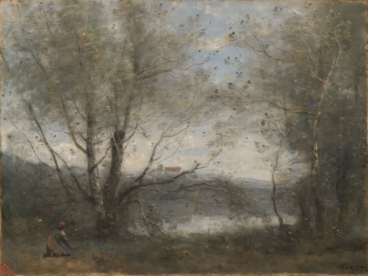 Staw widziany przez drzewa autorstwa Jean-Baptiste-Camille Corot