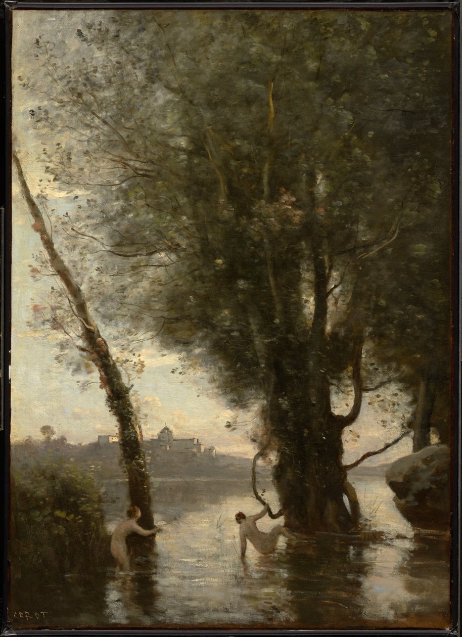 Kąpiący się na Wyspach Boromejskich autorstwa Jean-Baptiste-Camille Corot