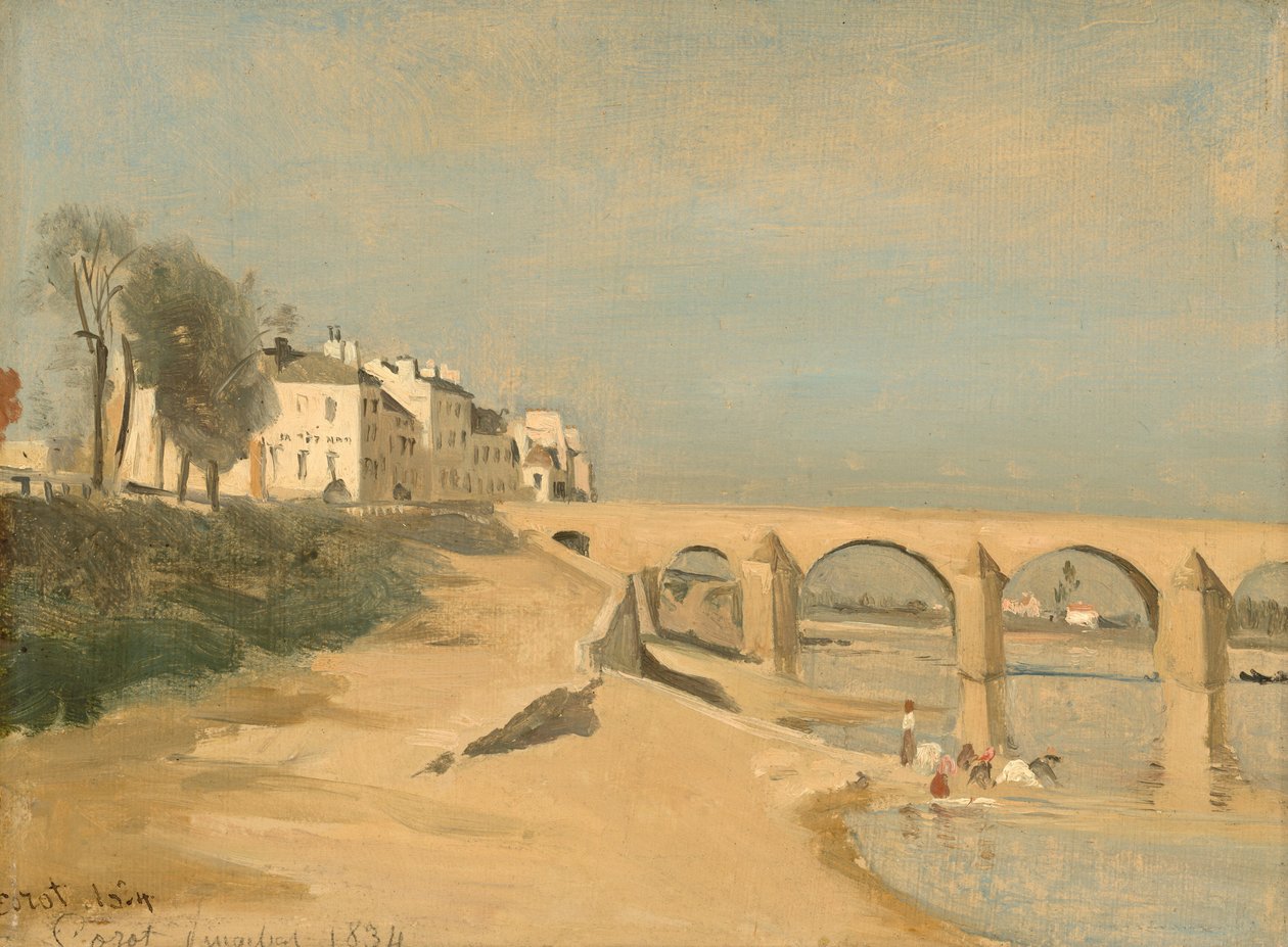 Most na Saonie w Mâcon autorstwa Jean-Baptiste-Camille Corot
