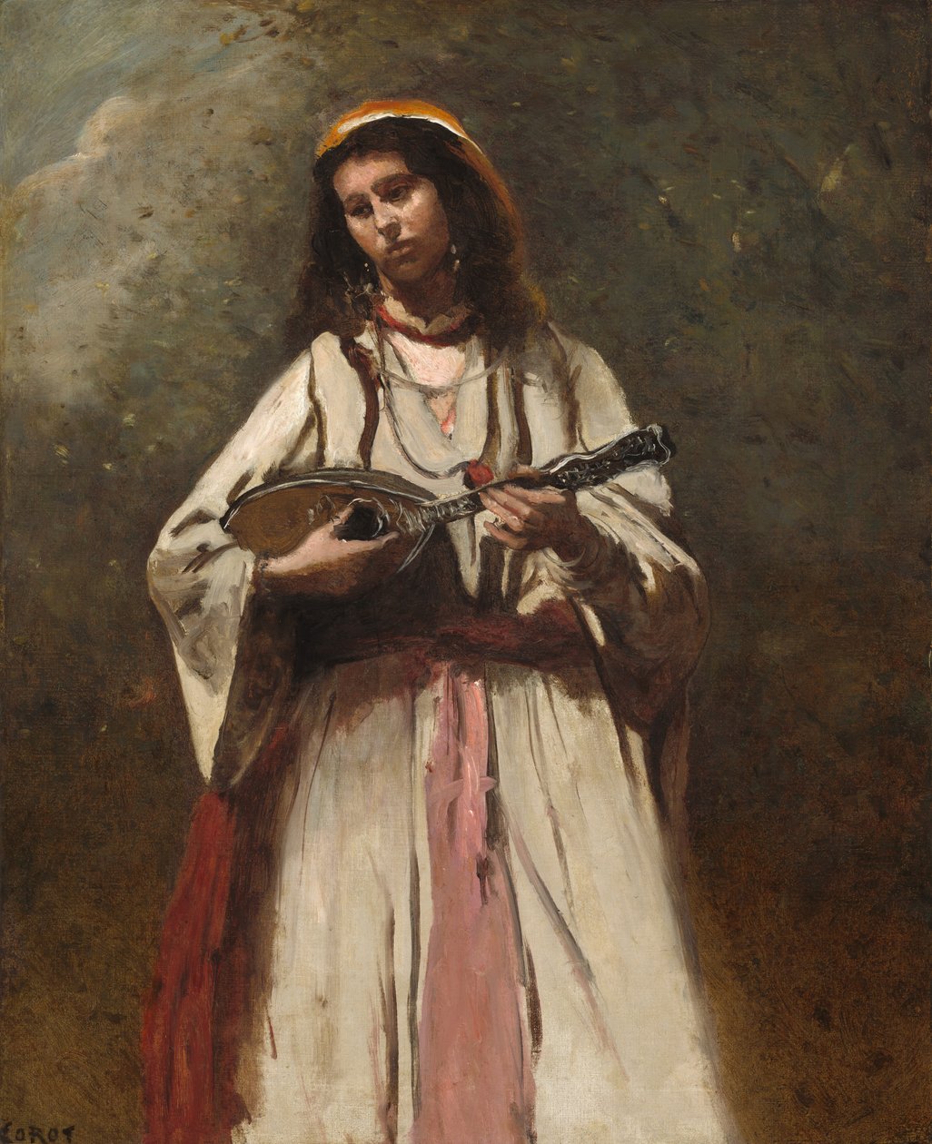 Cyganka z mandoliną autorstwa Jean-Baptiste-Camille Corot