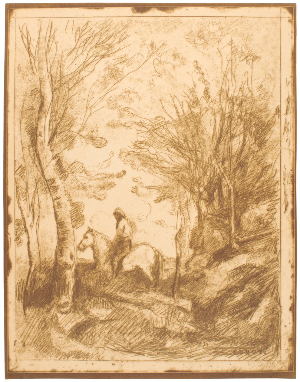 Reiter im Wald, Große Platte (Le Grand Cavalier sous Bois) autorstwa Jean-Baptiste-Camille Corot