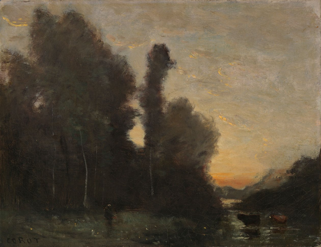 Pejzaż, nastrój wieczorny autorstwa Jean-Baptiste-Camille Corot