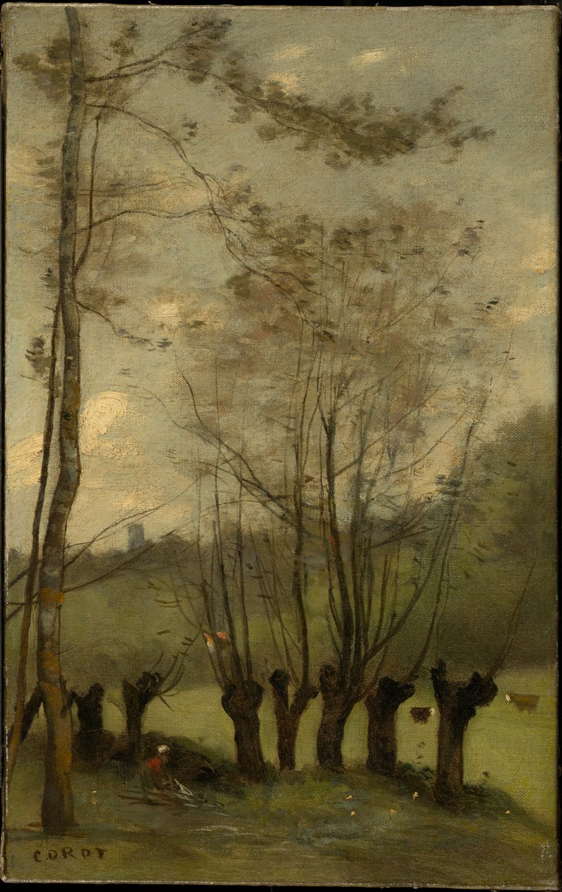 Łąka z wierzbami, Monthléry autorstwa Jean-Baptiste-Camille Corot