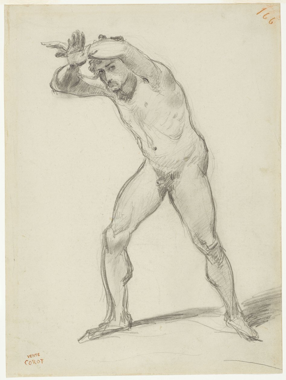 Stojący mężczyzna nago autorstwa Jean-Baptiste-Camille Corot