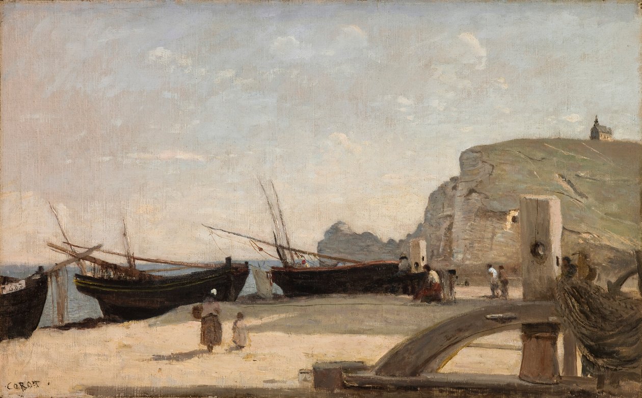 Plaża, Etretat autorstwa Jean-Baptiste-Camille Corot