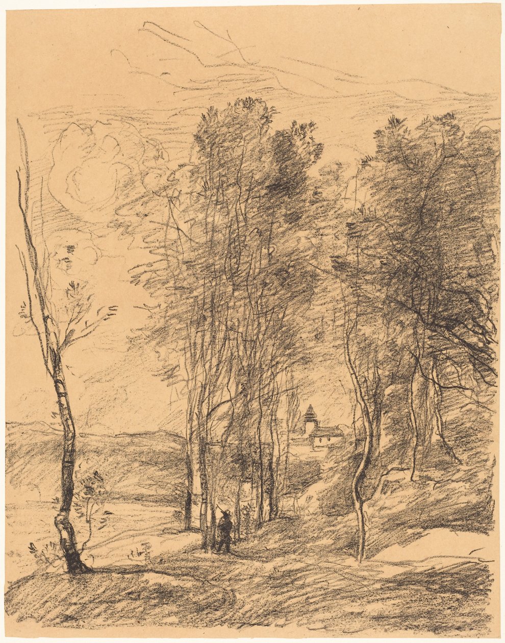 Dzwonnica kościoła św. Mikołaja w Lez-Arras (Le Clocher de St. Nicolas-Lez-Arras) autorstwa Jean-Baptiste-Camille Corot