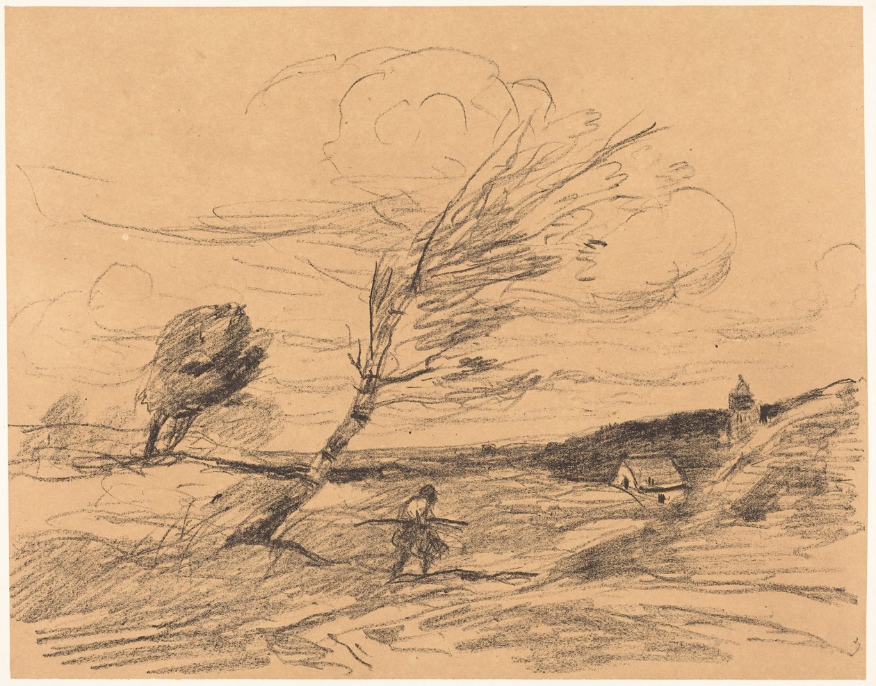 Podmuch wiatru (Le Coup de vent) autorstwa Jean-Baptiste-Camille Corot