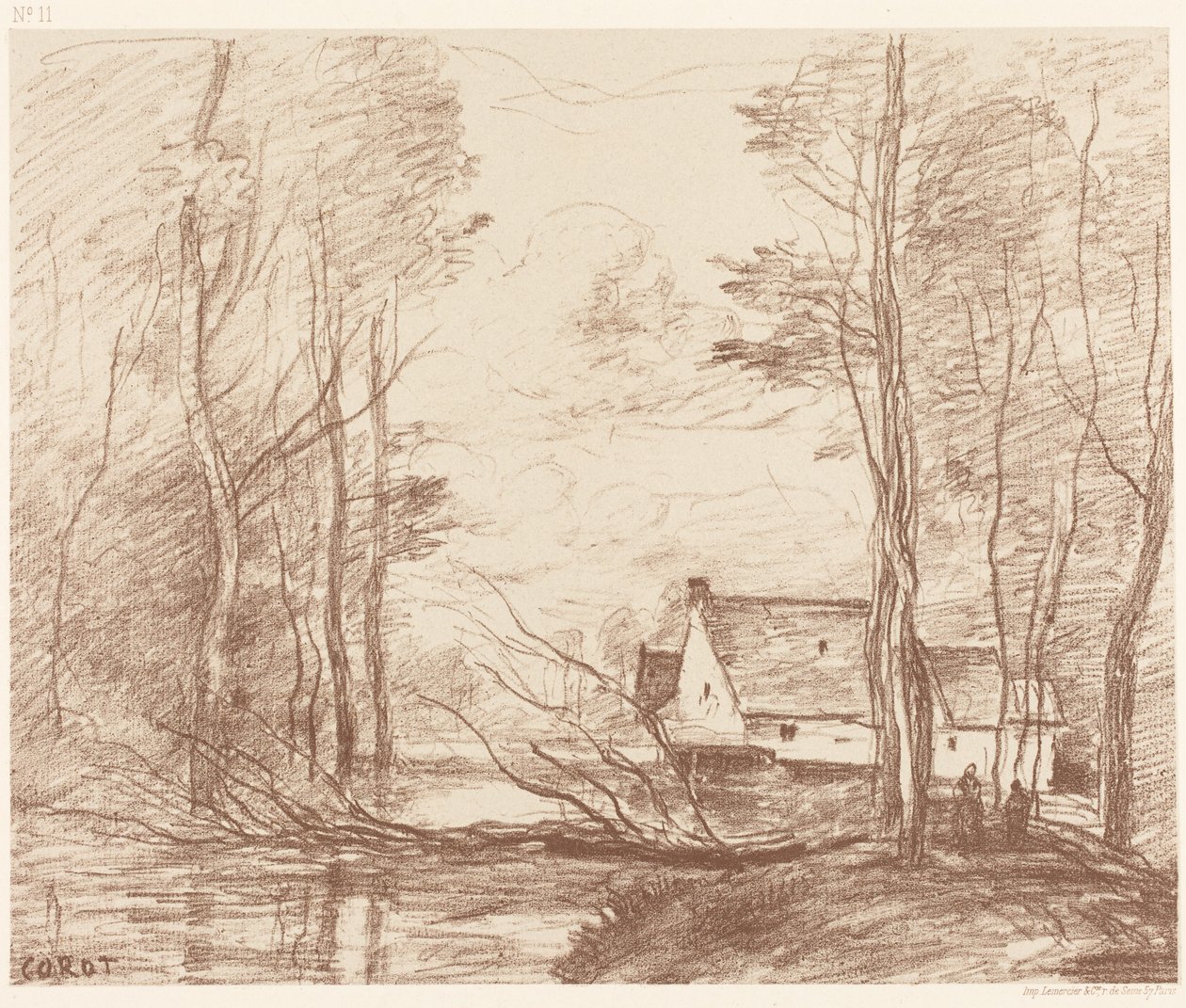 Młyn w Cuincy, niedaleko Douai (Le Moulin de Cuincy, niedaleko Douai) autorstwa Jean-Baptiste-Camille Corot