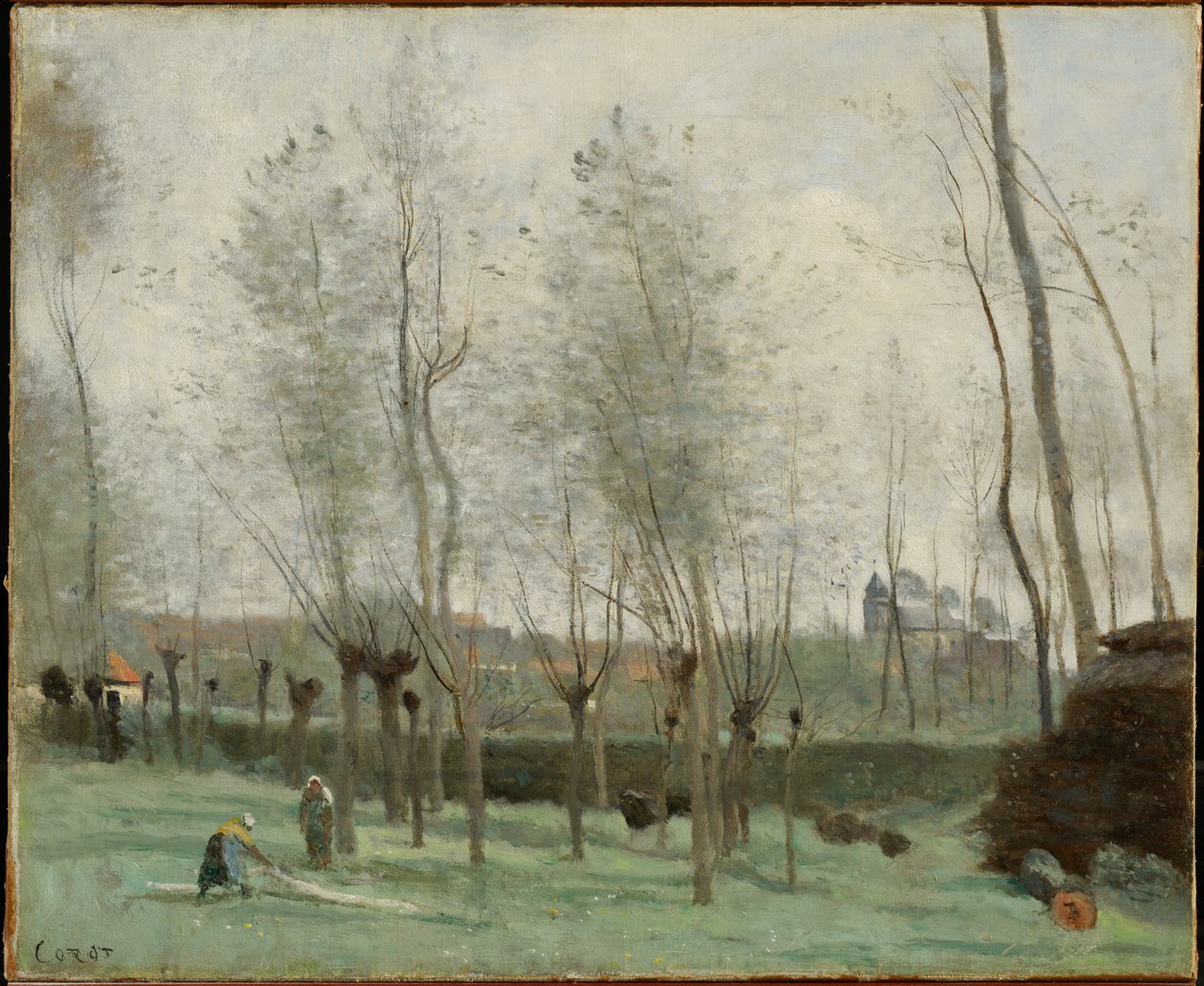 Praczki w zagajniku wierzb autorstwa Jean-Baptiste-Camille Corot