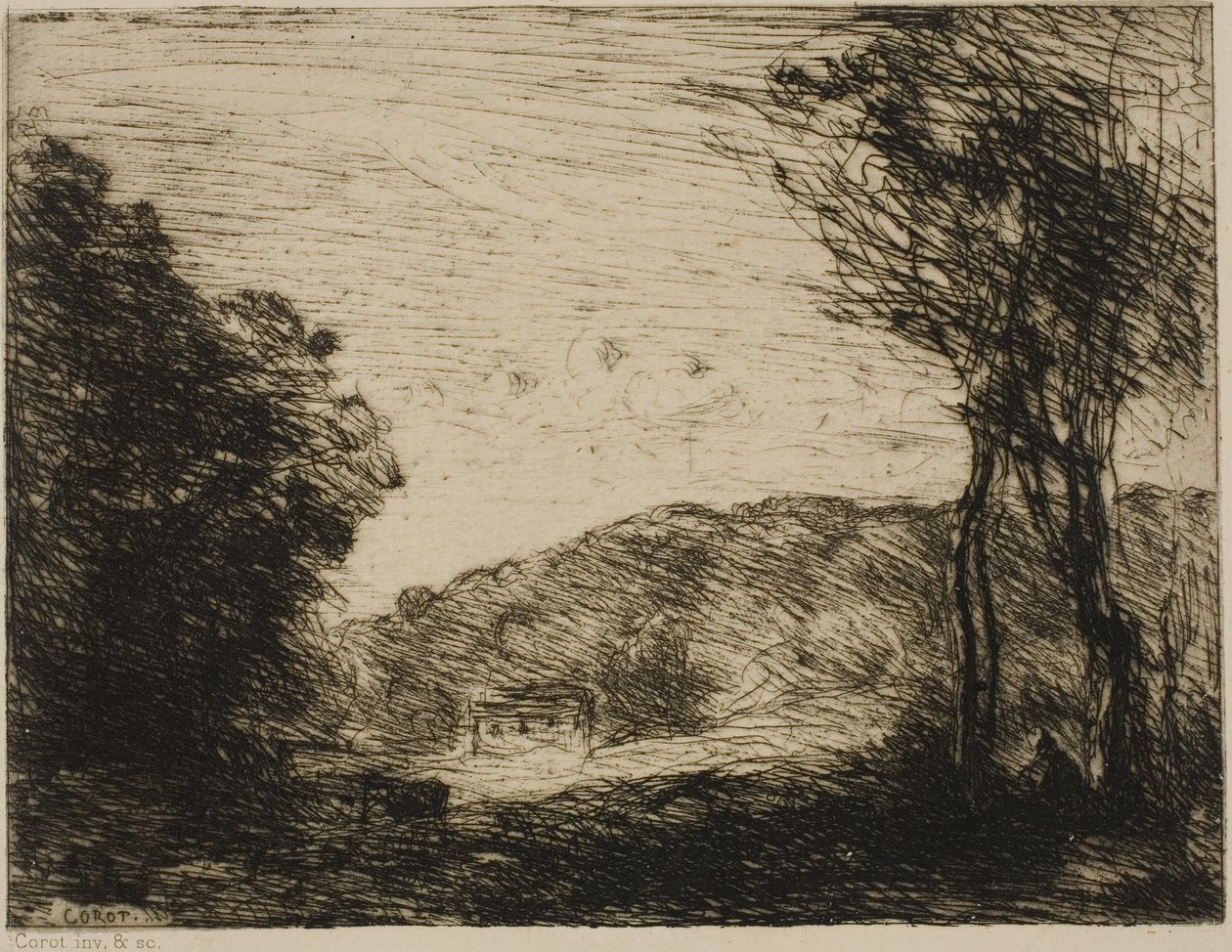 Zalesiona wieś autorstwa Jean-Baptiste-Camille Corot