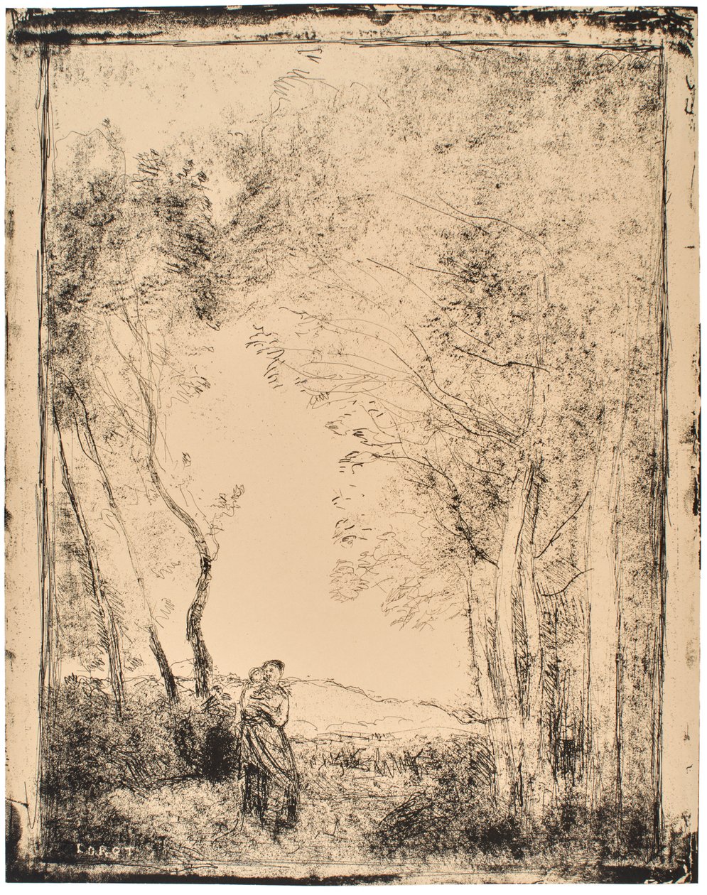 Młoda matka u wejścia do lasu autorstwa Jean-Baptiste-Camille Corot
