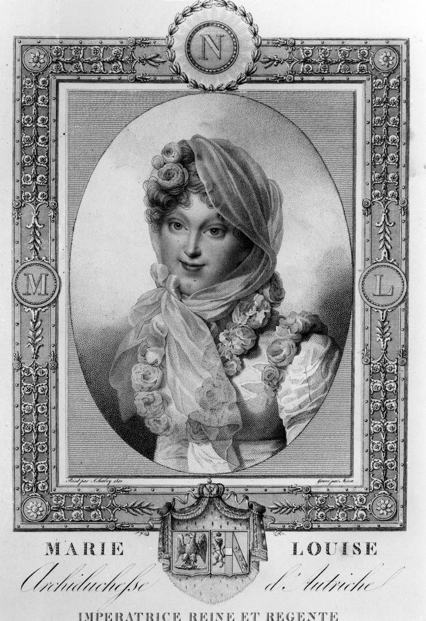 Marie-Louise Austria (1791-1847) 2. żona Napoleona I, cesarza Francji w latach 1810-1814 (rycina) autorstwa Jean Baptiste (after) Isabey