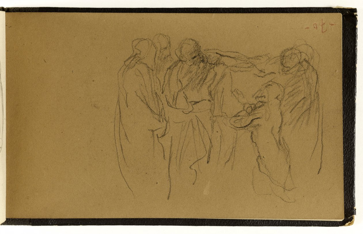 Studie einer Versammlung von Personen, von denen eine kniet (S. 70 des Albums) autorstwa Jean-Baptiste Carpeaux