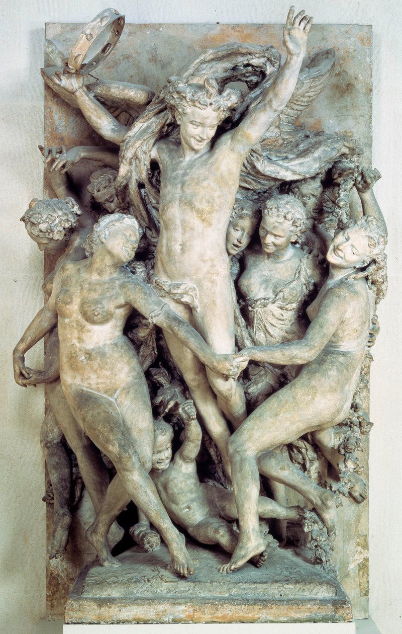 Les Bacchantes tańczą dookoła i grają muzykę. Płaskorzeźba autorstwa Jean-Baptiste (Jean Baptiste) Carpeaux (1827-1875) 1865-1869 Słońce. 4,2x2,9 m Paryż, musee d