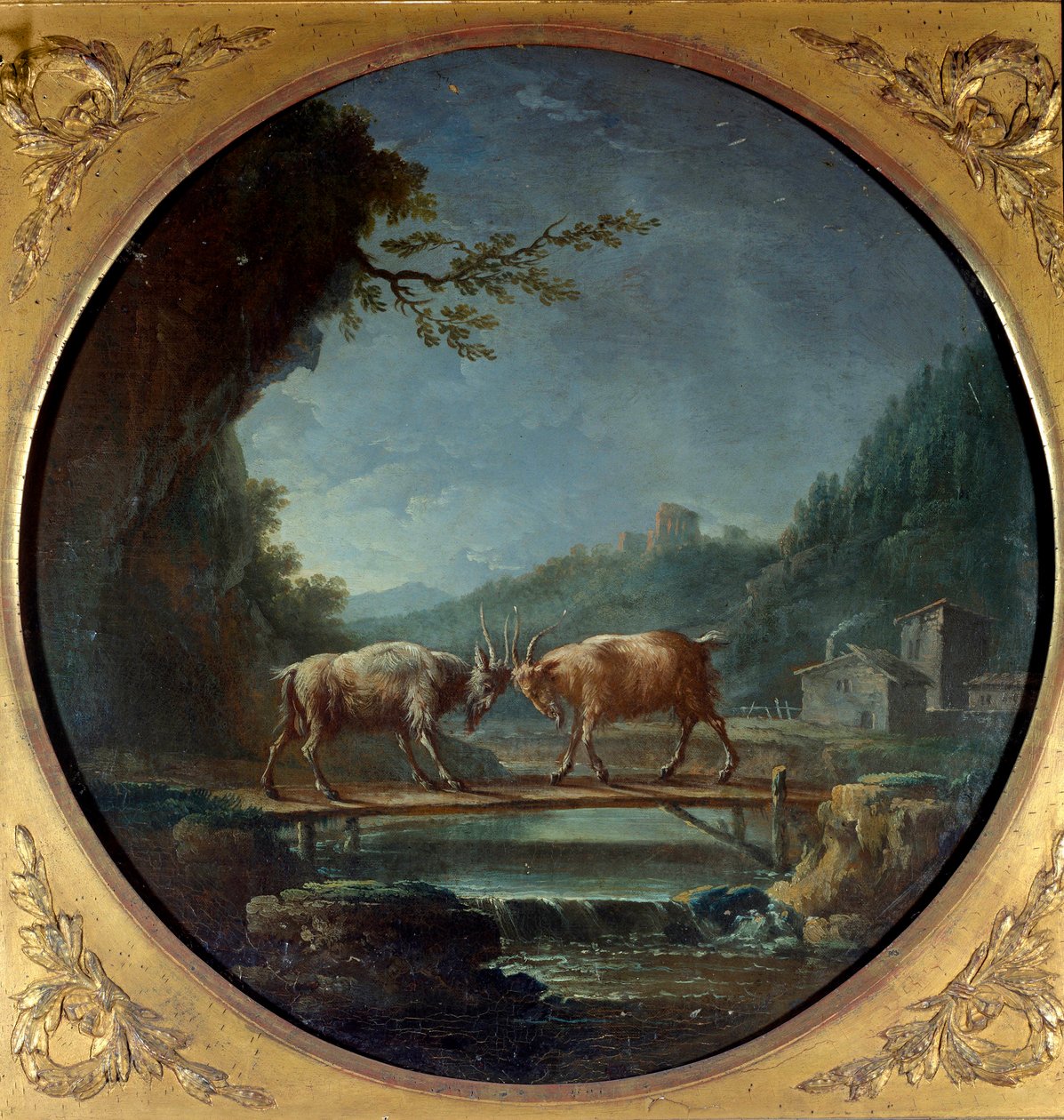 Obie kozy. Ilustracja do bajki Jeana de La Fontaine