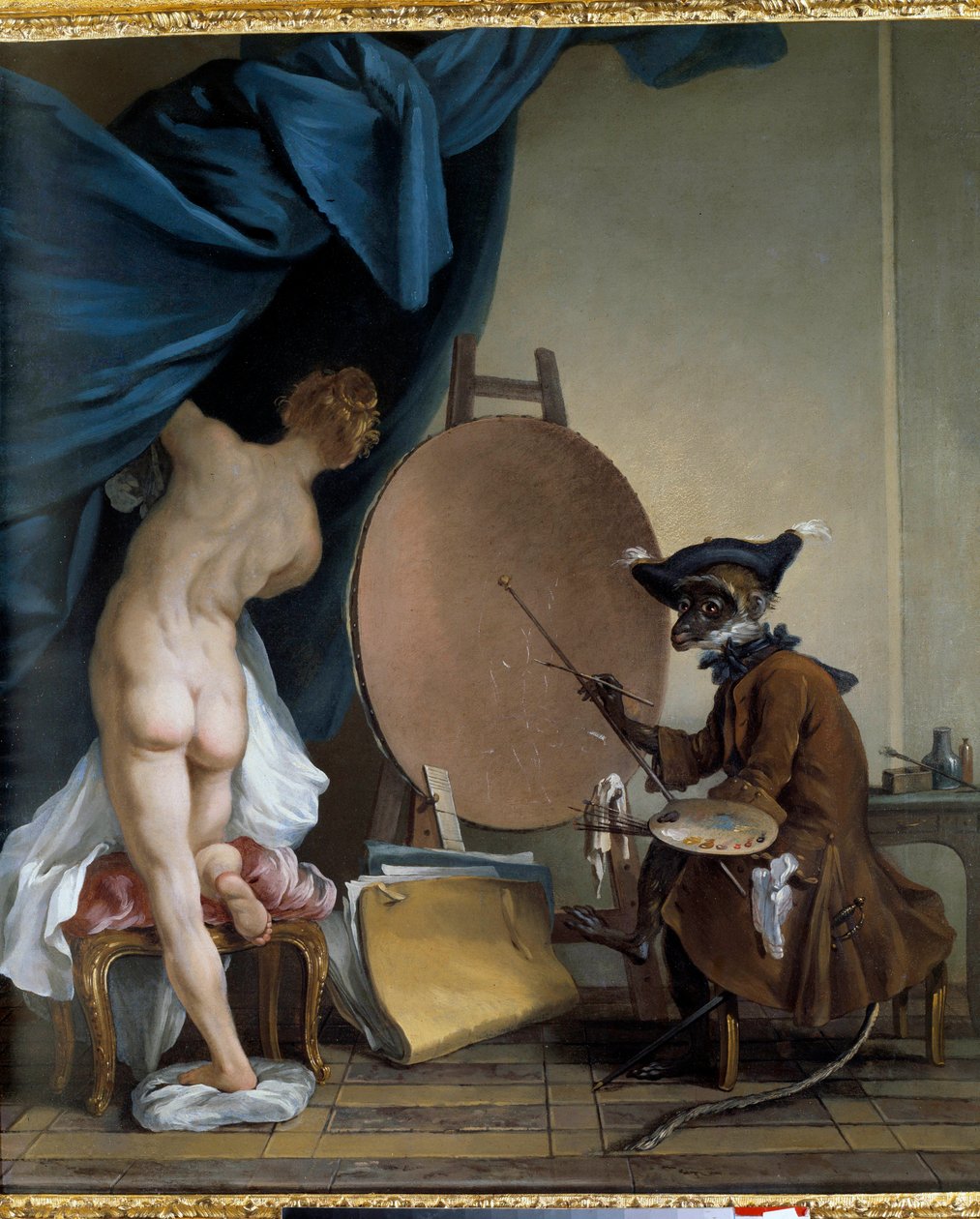 Malarz małp. Olej na płótnie, 0,89 x 0,62 m. - Malarz małpa. Obraz Jeana Baptiste Deshaysa (1729-1765) autorstwa Jean Baptiste Deshays