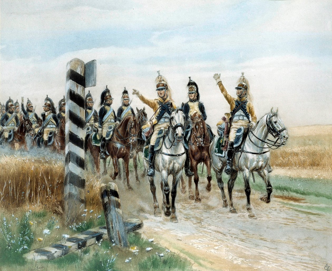 Słup graniczny, 23. Smocza akwarela Edouarda Detaille (1848-1912). 19 wiek. Paryż, Musée de l