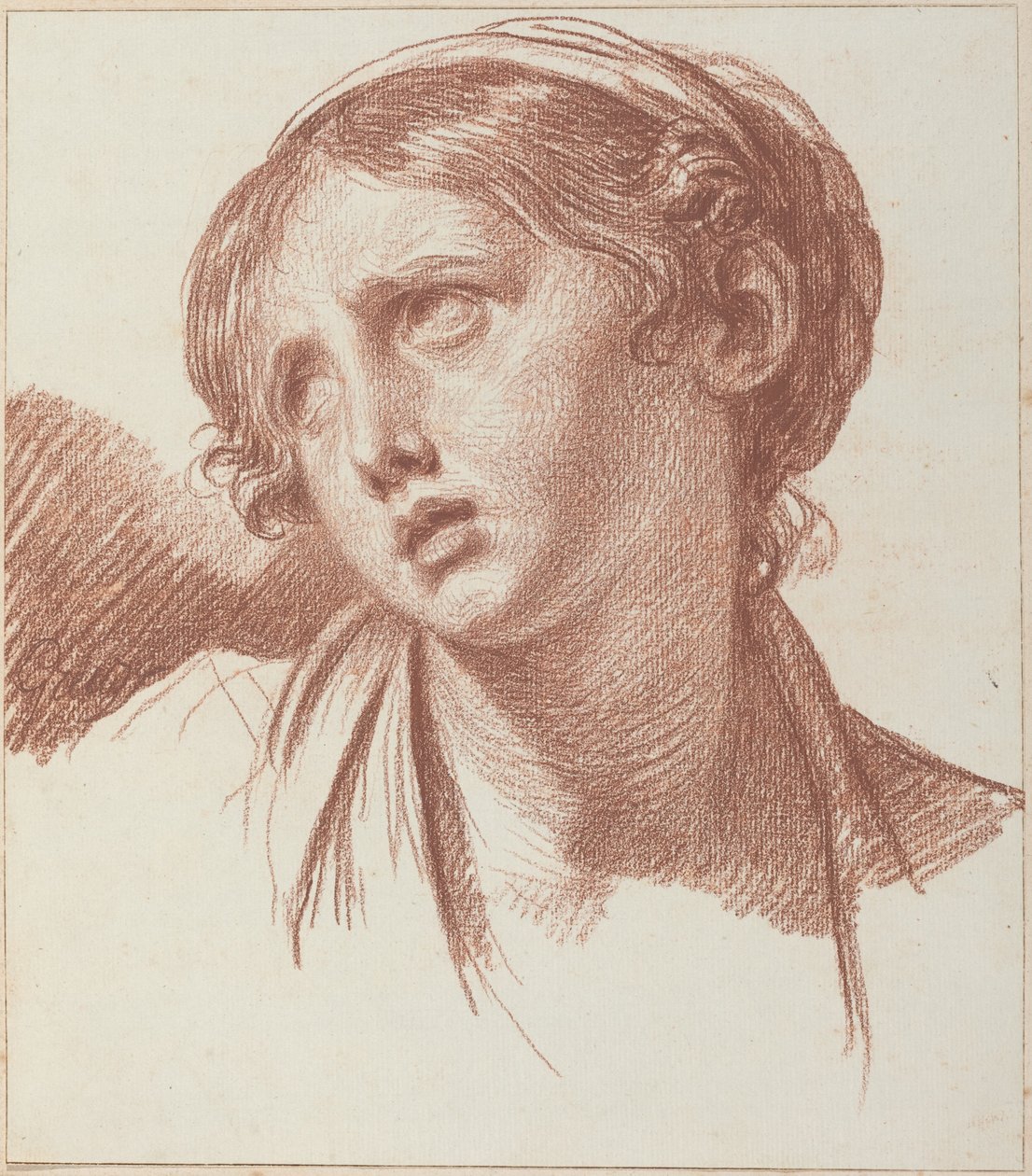 Młoda dziewczyna patrząca w górę autorstwa Jean-Baptiste Greuze