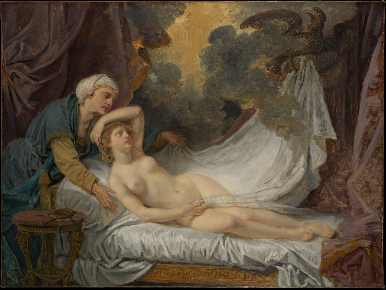 Egina odwiedzona przez Jowisza autorstwa Jean-Baptiste Greuze